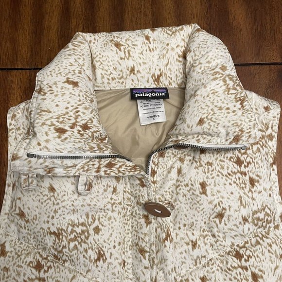 Patagonia Duck Down Brown White Puffer Bodywarmer Gilet Vest Women’s Size S - Picture 3 of 6